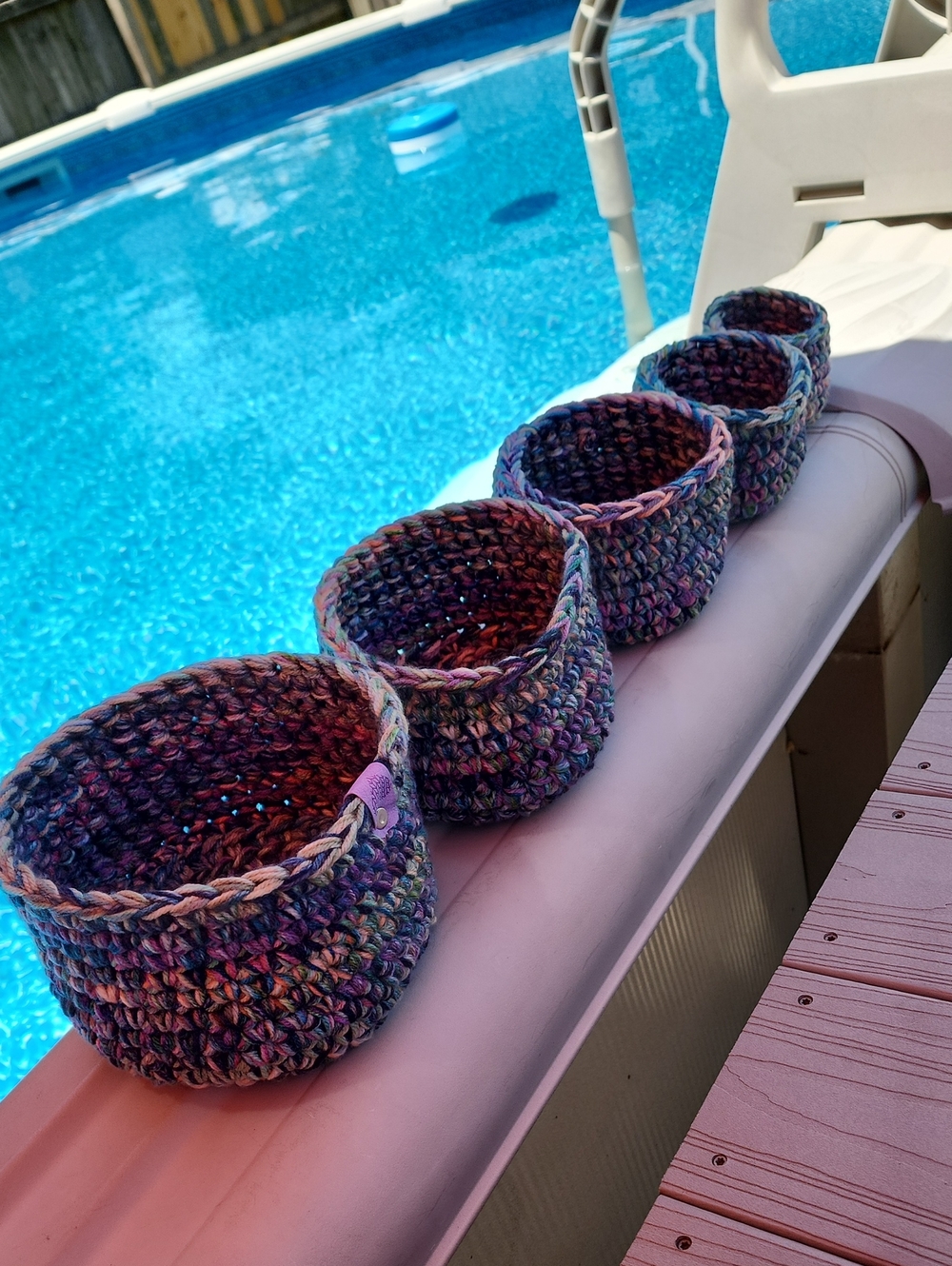 Handmade Crochet Basket Set – Set of 5 – Colorful Storage Baskets – Made with Lo
